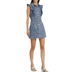 Ramy Brook Marlowe Floral-Embroidered Denim Mini Dress